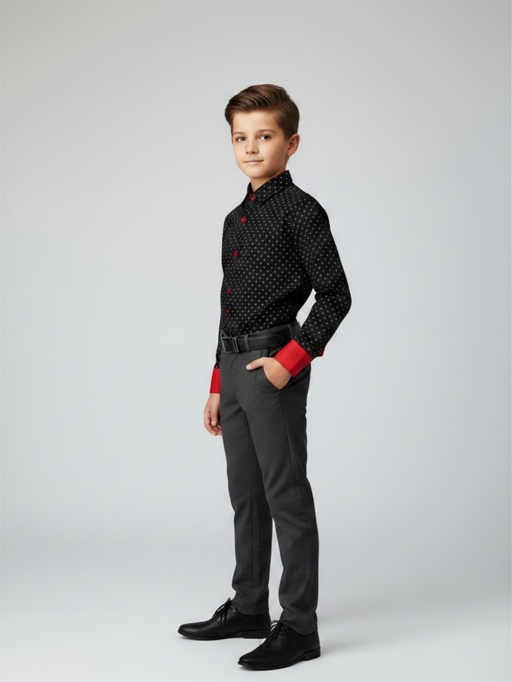 Elie Balleh Boys Dress Shirt Size 10 Modern Fit Black
